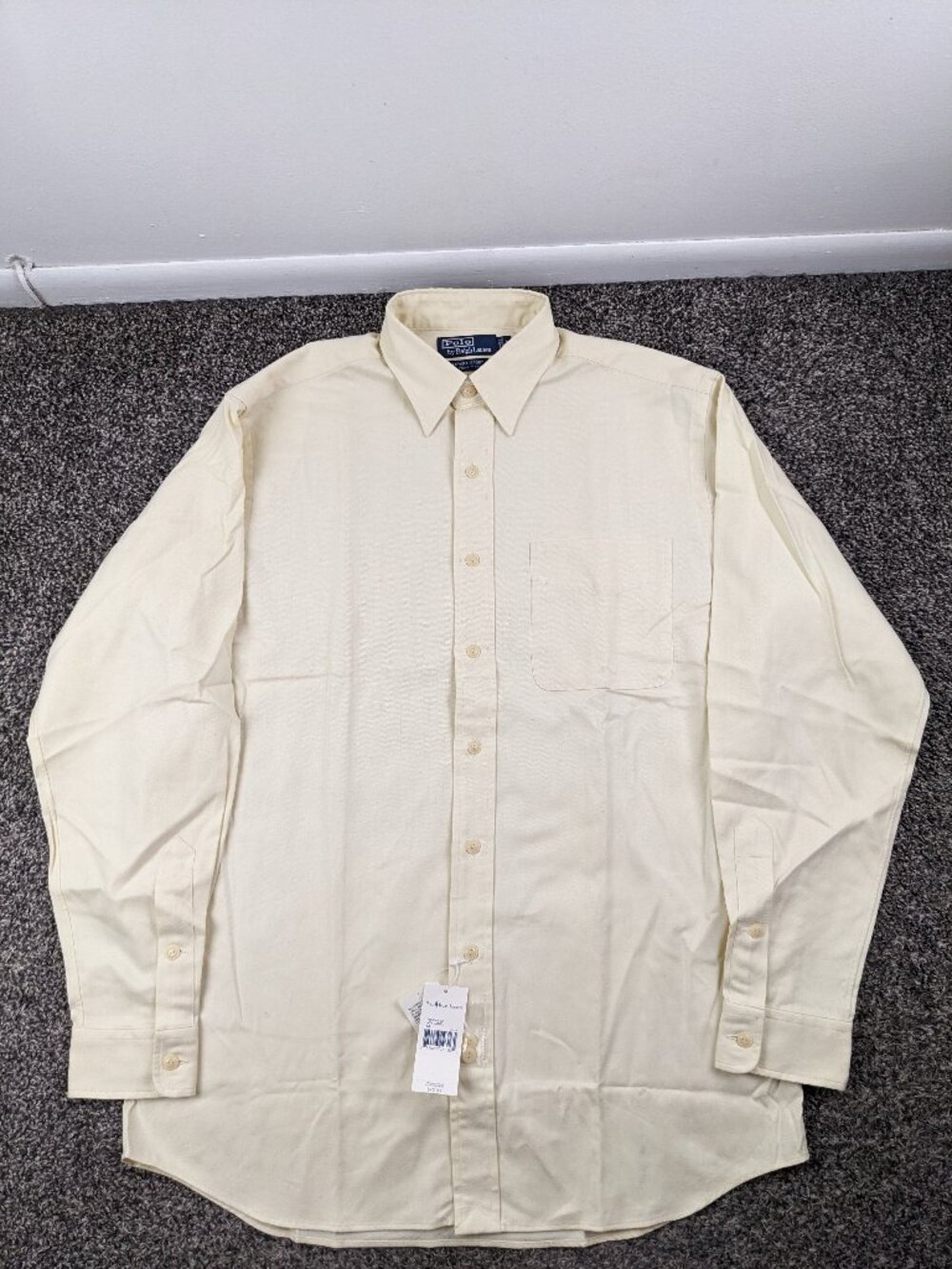NWT Vintage Polo Ralph Lauren Shirt Herringbone Flannel Button Ivory Mens Medium